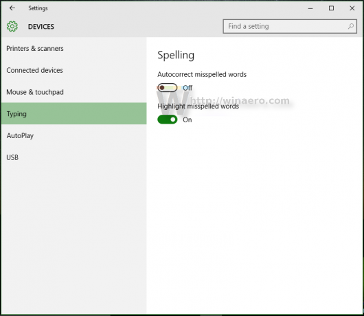 Windows 10-ში გამორთეთ სიტყვების ავტომატური კორექტირება