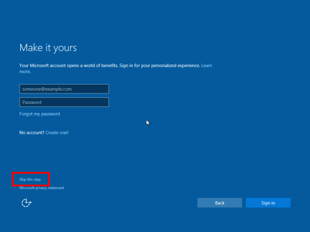 Windows 10 ohita tämä vaihe