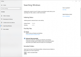 Zapněte nebo vypněte rozšířený režim pro indexování vyhledávání ve Windows 10
