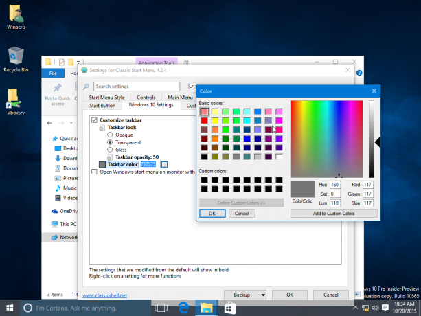 „Windows 10“ užduočių juostos spalva pilka