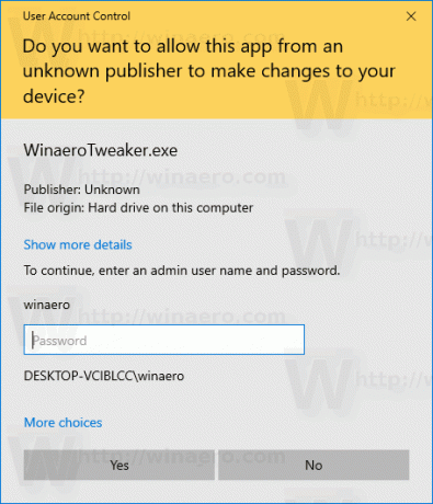 Προεπιλεγμένη προτροπή UAC των Windows 10