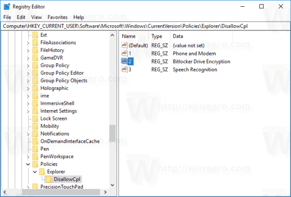 Windows 10 Скриване на още аплети на контролния панел