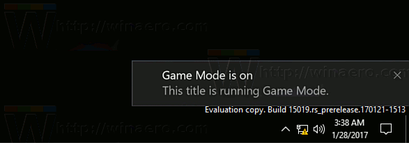 Notifikasi Mode Game Windows 10