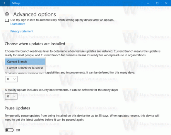 Grana spremnosti za Windows 10