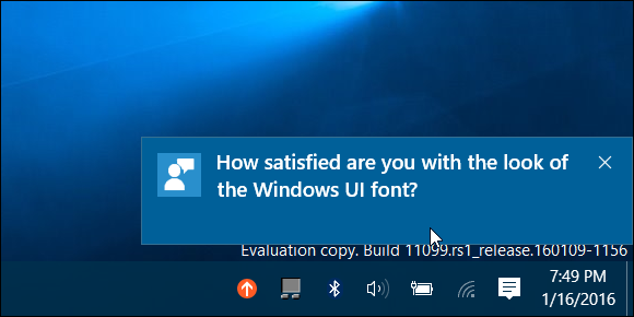 דוגמה למשוב של Windows 10