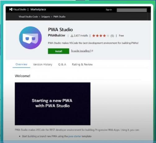 Extension de studio Pwa pour le code