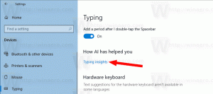 Ota Typing Insights käyttöön tai poista se käytöstä Windows 10:ssä
