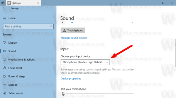 „Windows 10“ pakeiskite numatytąjį garso įvesties įrenginį 1