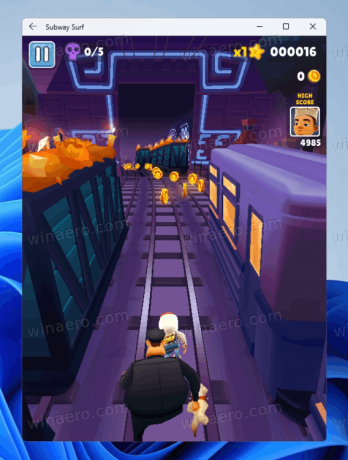 Subway Surf za Android, ki deluje v sistemu Windows 11