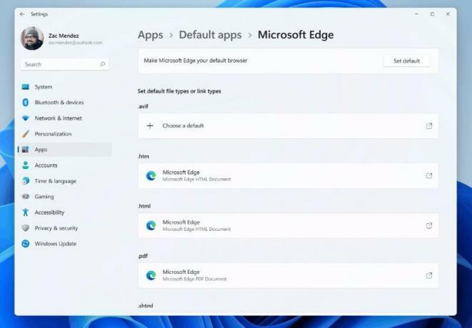 Standardwerte für eine App in Windows 11-Einstellungen