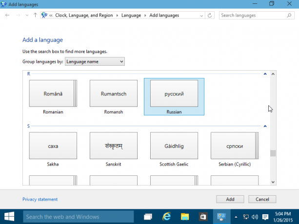 დაამატე ახალი ენა Windows 10
