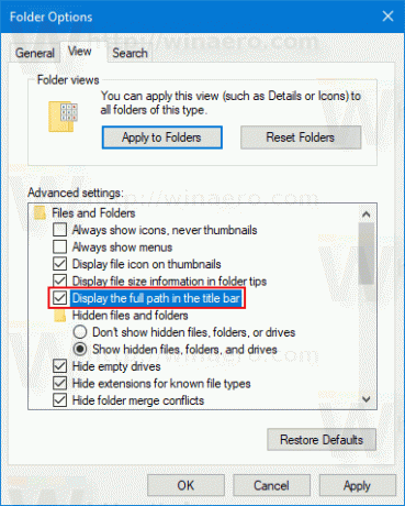 File Explorer Ehable elérési út a címsorban