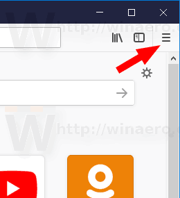 Tlačítko nabídky Firefoxu
