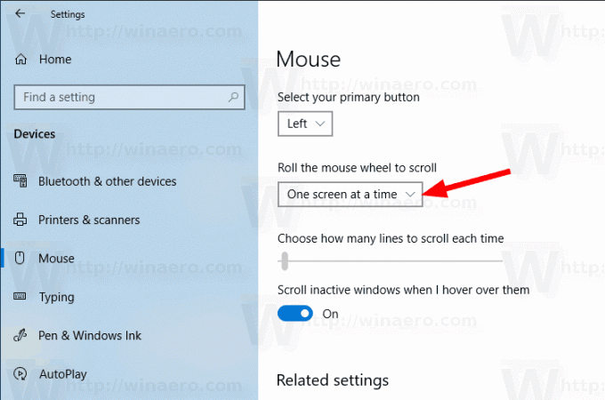 Windows 10 Myš Počet riadkov na rolovanie Nastavenia 2