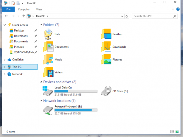 Windows 10 이 PC 사용자 지정 폴더가 추가되었습니다.