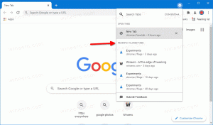 Cilņu meklēšana pārlūkprogrammā Google Chrome tagad ietver nesen aizvērtās cilnes