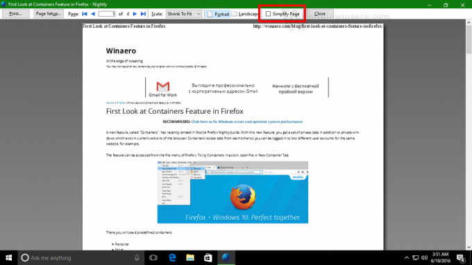 Firefox forenklet forhåndsvisning av utskrift 1