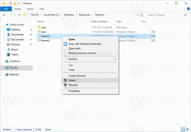 Windows 10 Slet standardtemaer
