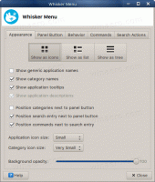 „Xfce“ „Whisker Menu“ papildinys buvo pakeistas iš esmės