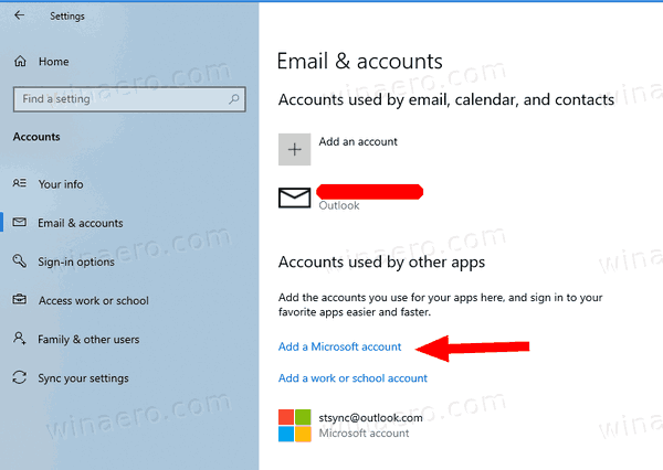 Windows 10 הוסף חשבון בשימוש על ידי אפליקציות אחרות 1