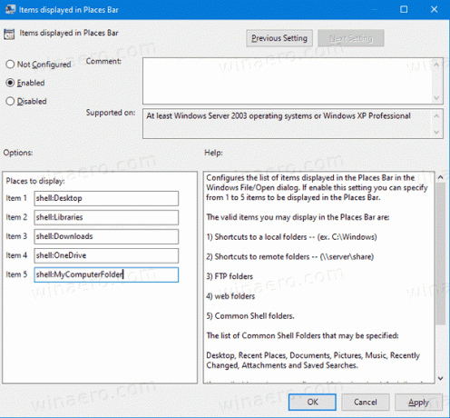 Windows 10 Προσαρμογή κοινής πολιτικής διαλόγου αρχείων