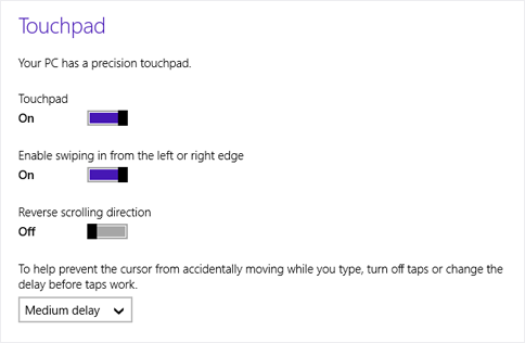 Windows 8.1 kosketuslevyn asetukset
