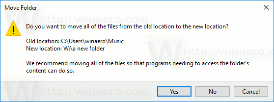 Mover la carpeta de música de Windows 10