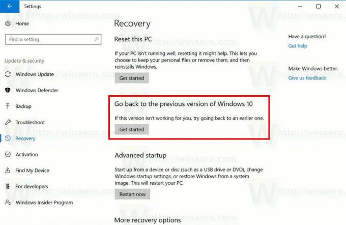 Деинсталиране на Windows 10 Creators Update