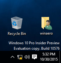 Windows 10 build 10576 bureaubladpictogrammen