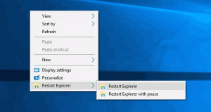Lisage Windows 10 kontekstimenüü Restart Explorer