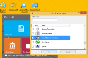 Jak przypiąć Przełączanie między oknami na pasku zadań lub ekranie startowym w systemie Windows 8.1
