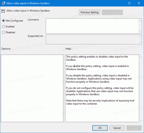 Windows 10 Sandbox Video Input