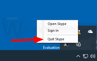 Windows 10 Skype UWP Store -sovellus Lopeta