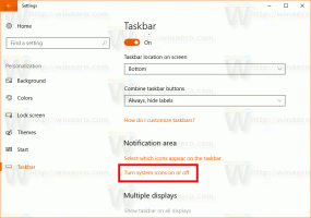 Rendszerikonok megjelenítése vagy elrejtése a tálcán a Windows 10 rendszerben