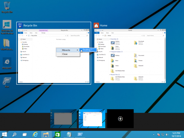 перемещать окно между виртуальными рабочими столами в Windows 10