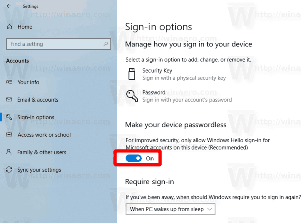 Windows 10 включает вход без пароля
