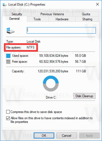 Pronađite datotečni sustav diska u sustavu Windows 10