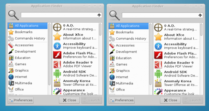 xfce4 ऐप फ़ाइंडर gtk3