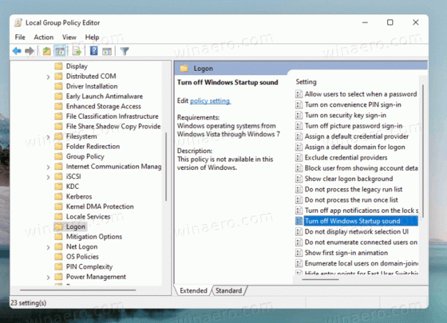 Zasady grupy dźwięków uruchamiania systemu Windows 11