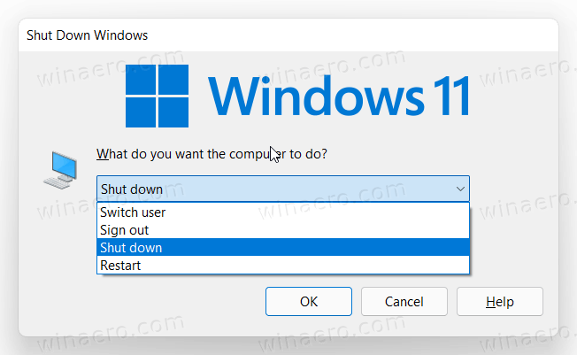 Alt F4 Classic Sammuta Windows 11 -valintaikkuna