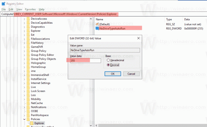 Windows 10 Deaktiver Autoplay for alle drev CU Tweak