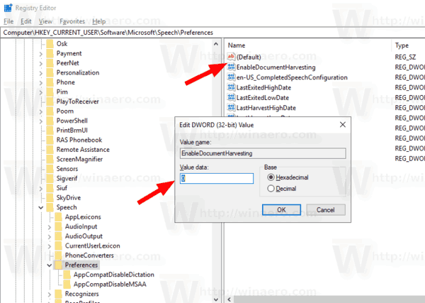 Windows 10 Zakažte rozpoznávání řeči při kontrole dokumentu