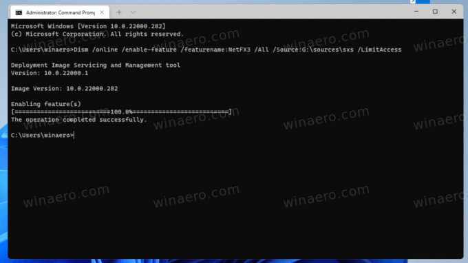 Windows 11 Nainstalujte .NET Framework 3.5 offline pomocí Dism