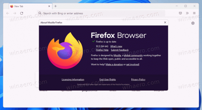 O prehliadači Firefox 92