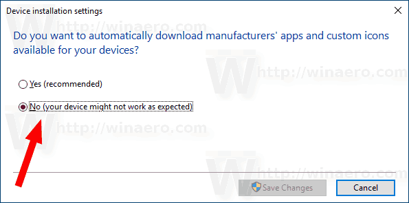 Wyłącz automatyczną instalację sterownika urządzenia w systemie Windows 10