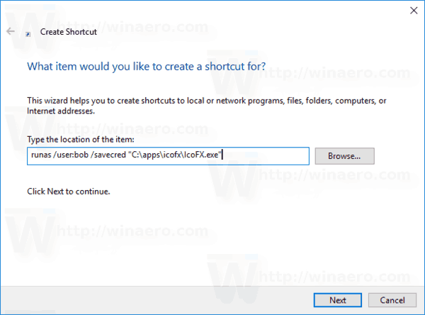 Windows 10 Runas alat, korak 4