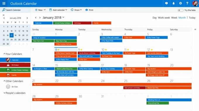Kalendarz programu Outlook Com Beta