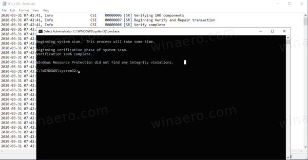 Scannow SFC do Windows 10 com registro