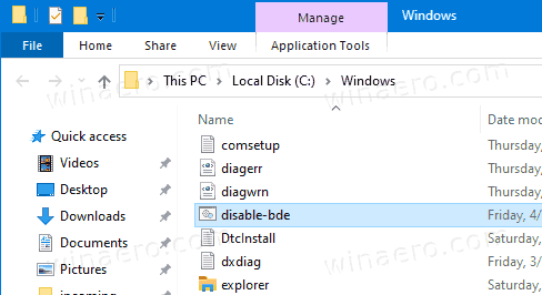 Windows 10 Inaktivera Bde Cmd-fil
