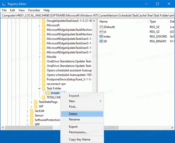 Windows 10 Διαγραφή προγραμματισμένης εργασίας στο μητρώο